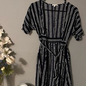 Beach Coverup, Navy Blue and White striped